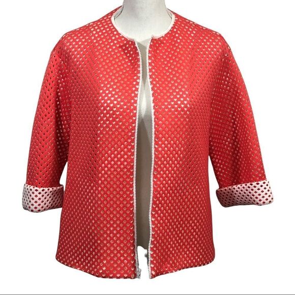 CLOVER CANYON - BRIGHT TANGERINE FULL ZIP - SLIGHT A-LINE DESIGN & MORE - B3 - Picture 2 of 14